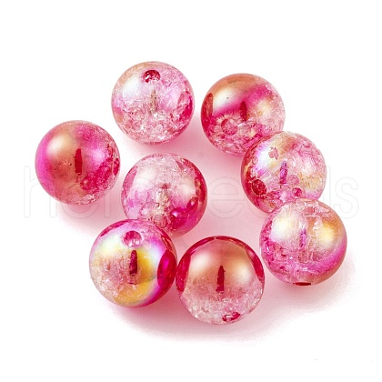 UV Plating Rainbow Iridescent Acrylic Crackl Beads PACR-C009-02J-1