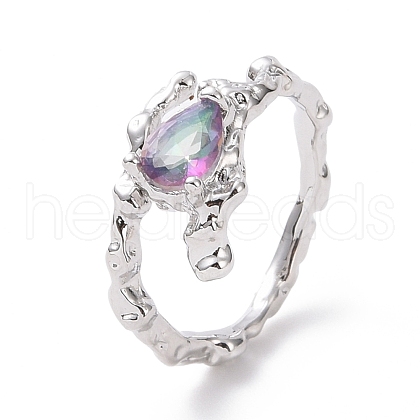 Cubic Zirconia Teardrop Finger Ring RJEW-D119-04P-1