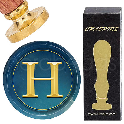 Brass Wax Seal Stamp with Wood Handle AJEW-WH0412-0303-1