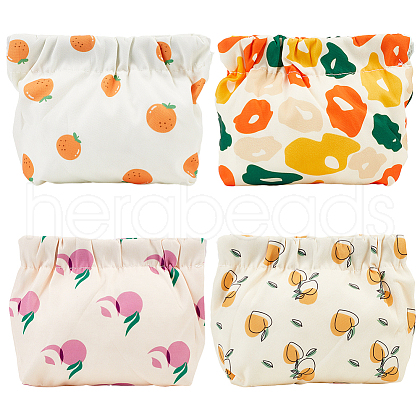 Gorgecraft 4pcs Mini Cloth Printed Multipurpose Shrapnel Makeup Bags Change Purse ABAG-GF0001-26-1