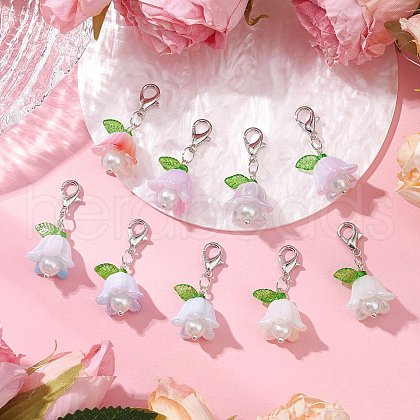 Campanula Acrylic Pendant Decorations HJEW-JM02770-1