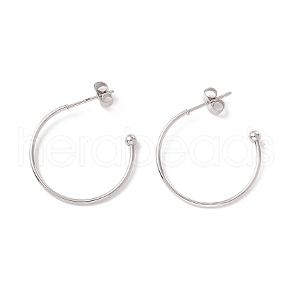 Non-Tarnish 304 Stainless Steel C-shape Stud Earrings STAS-P302-09P-1