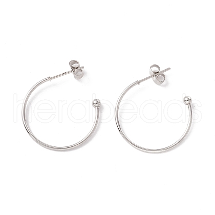 304 Stainless Steel C-shape Stud Earrings STAS-P302-09P-1