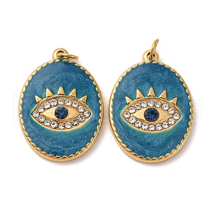 304 Stainless Steel Rhinestone Pendants STAS-U061-28G-03B-1