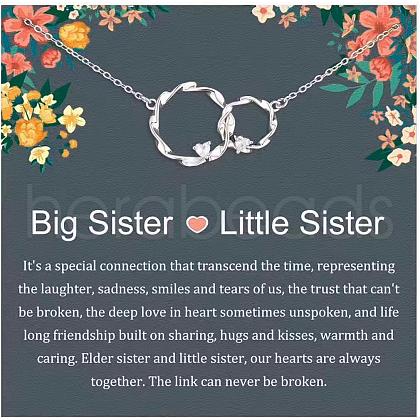 Occidental Style Brass Crystal Rhinestone Twisted Two Rings Heart Necklaces for Women WG6907A-01-1