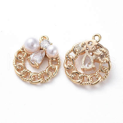 Brass Micro Pave Cubic Zirconia Pendants KK-E783-05G-1