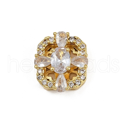 Hollow Rack Plating Brass Clear Cubic Zirconia Beads KK-L236-05G-1