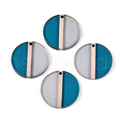 Transparent Resin & Wood Pendants RESI-T057-57A-1