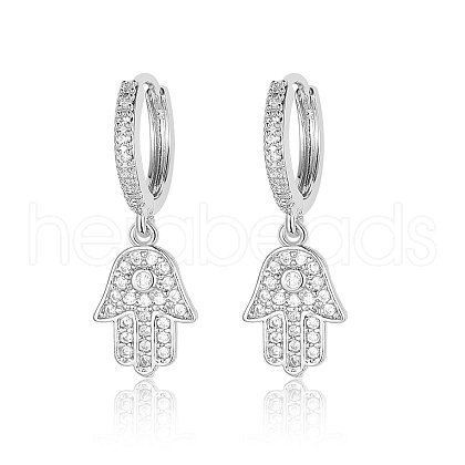 Brass Micro Pave Clear Cubic Zirconia Hoop Earrings EJEW-OY001-09P-1