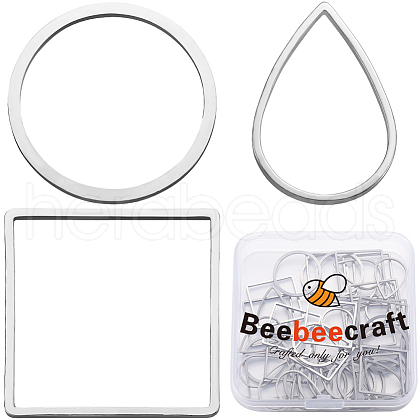 Beebeecraft 48Pcs 3 Styles 304 Stainless Steel Linking Ring STAS-BBC0005-29-1