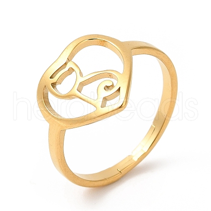 Ion Plating(IP) 201 Stainless Steel Finger Ring RJEW-E063-03G-1