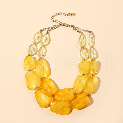 Faceted Teardrop Resin Beaded Double Layer Necklaces for Women FS-WG54F11-07-1