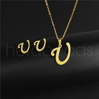 Golden Stainless Steel Initial Letter Jewelry Set IT6493-17-1