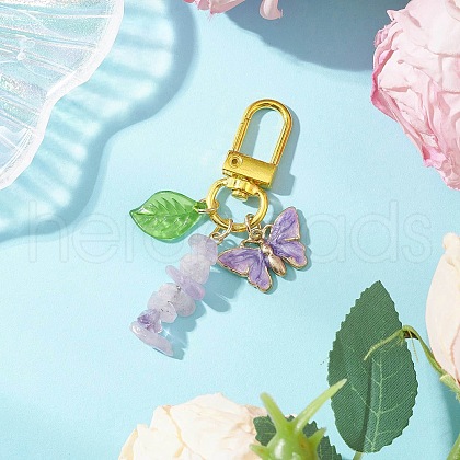 Natural Amethyst Chips Pendant Decorations HJEW-JM03258-03-1