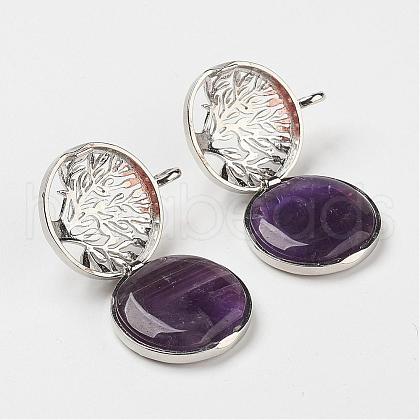 Natural Amethyst Pendants G-G910-C02-1