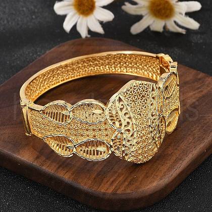 Brass Bangles for Women BJEW-D313-05G-1