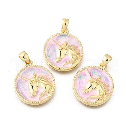 Brass Enamel Pendants KK-U072-23G-1