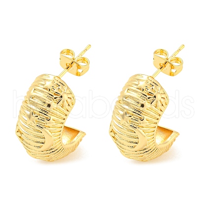 Rack Plating Brass Moon & Star Stud Earrings EJEW-A028-24G-1