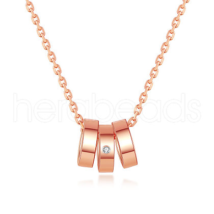 925 Silver with Rhinestone Circle Pendant Necklaces for Women OK3319-1