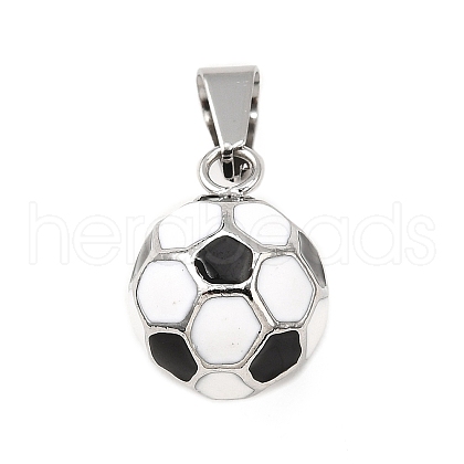 Football 304 Stainless Steel Enamel Pendants STAS-M121-08P-1