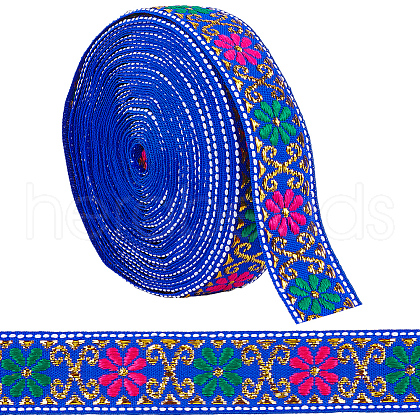 7M Flat Ethnic Style Polyester Ribbon OCOR-WH0046-74A-1