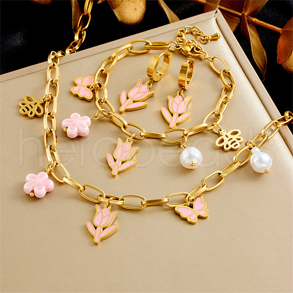 Resin Resin Pendant Necklace & Hoop Earring & Charm Bracelet FS-WG6B041-07-1