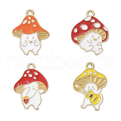 8Pcs 4 Styles Autumn Theme Alloy Enamel Pendants ENAM-YW0003-38-1