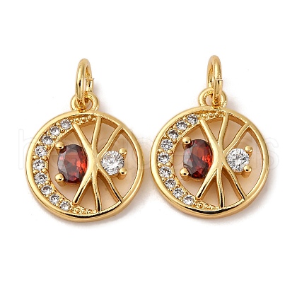 Brass Micro Pave Cubic Zirconia Pendants KK-P308-78G-1