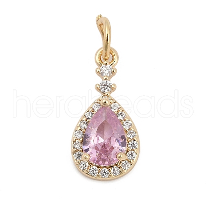 Brass Pave Cubic Zirconia Pendants KK-Q096-14D-G-1