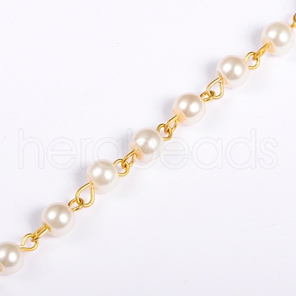 Handmade Glass Pearl Beaded Chains for Necklaces/Bracelets Making AJEW-PH00656-02-1