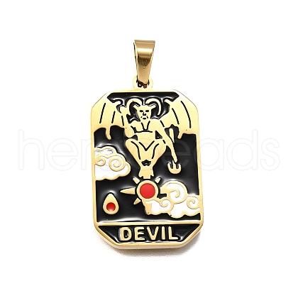 Tarot 304 Stainless Steel Enamel Pendants STAS-M119-09A-G-1
