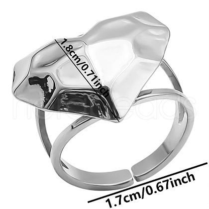 Non-Tarnish Geometric Heart Shape Stainless Steel Open Cuff Ring for Unisex Jewelry UP7409-1-1