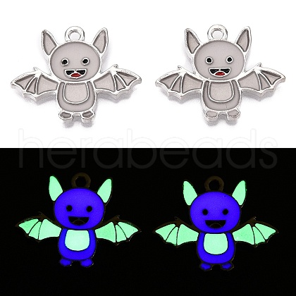 Halloween Theme Rack Plating Luminous Alloy Enamel Pendants ENAM-N056-231P-1