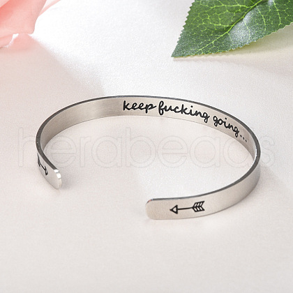 Inspirational Stainless Steel Cuff Bangles for Men Women FS-WG0E735-01-1