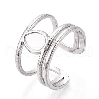 304 Stainless Steel Cuff Rings Components STAS-N113-04P-1