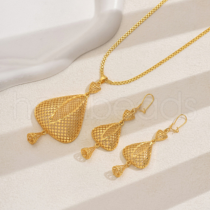 Brass Hollow Triangle Earrings & Necklaces Sets for Women KT4944-1