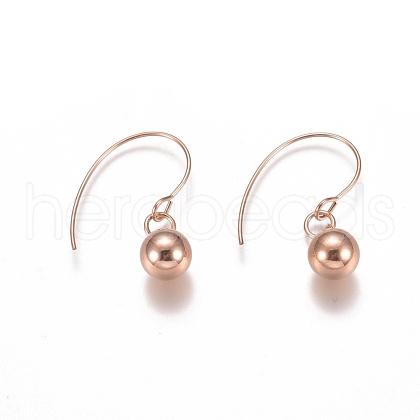Ion Plating(IP) Ball 304 Stainless Steel Dangle Earrings EJEW-L215-53A-RG-1