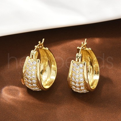 Brass Micro Pave Cubic Zirconia Hoop Earrings EJEW-F895-23A-G-1