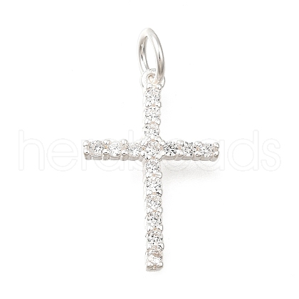 925 Sterling Silver Micro Pave Clear Cubic Zirconia Pendants STER-F059-04S-1