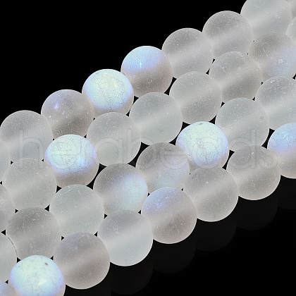 Transparent Frosted Glass Beads Strands GLAA-T032-T8mm-MBB13-1