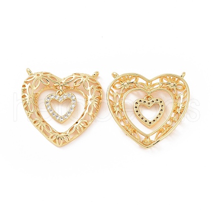 Brass Micro Pave Cubic Zirconia 2-Loop Pendants ZIRC-P106-29G-1