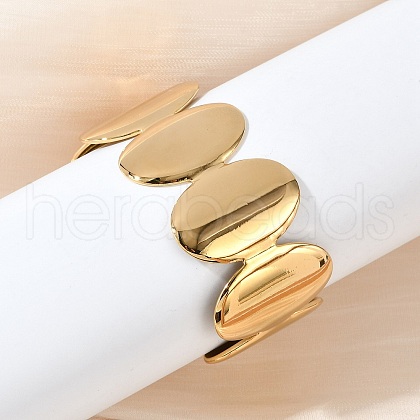 Oval 304 Stainless Steel Cuff Open Bangles BJEW-L610-14G-1