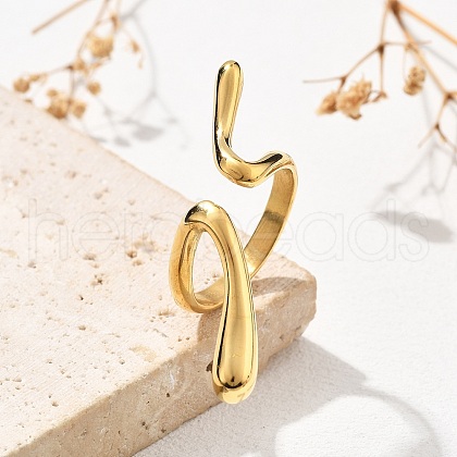 304 Stainless Steel Wave Line Cuff Rings RJEW-Q012-26G-1