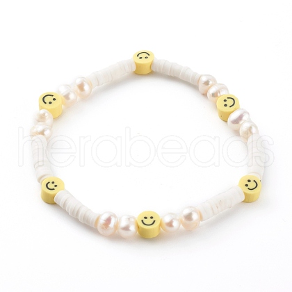 Handmade Polymer Clay Heishi Beaded Stretch Bracelets BJEW-JB06143-04-1