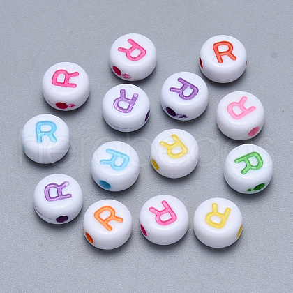 Craft Acrylic Horizontal Hole Letter Beads SACR-S201-11R-1