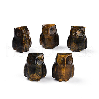 Natural Tiger Eye Owl Display Decorations G-N345-04F-1
