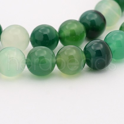 Natural Green Onyx Agate Dyed & Heated Round Bead Strands G-P070-19-4mm-1