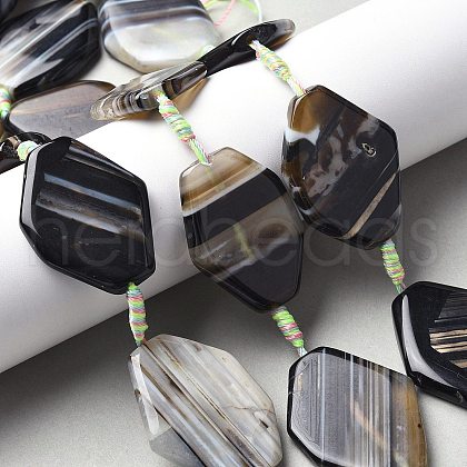 Natural Banded Agate/Striped Agate Beads Strands G-G196-A02-02-1
