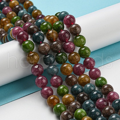 Natural Green Jade Imitation Tourmaline Beads Strands G-B046-08D-1