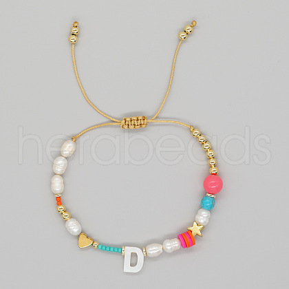 Bohemian Style Shell Letter Bead Braided Bead Bracelets for Women WG07C1E-04-1